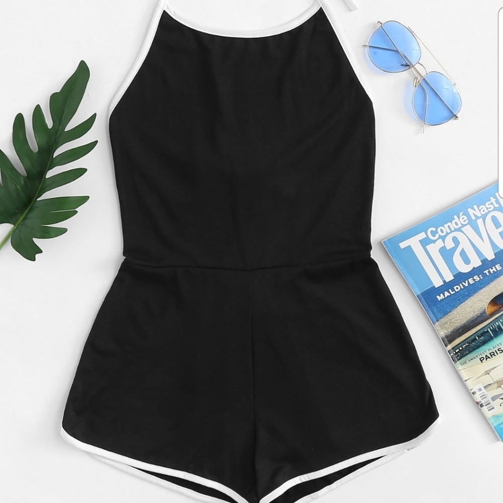 Open Back Knot Halter Romper